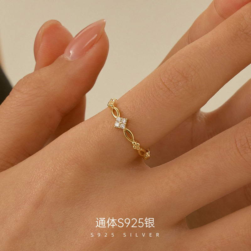 高级感S925纯银日系镀14K金几何