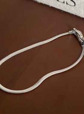 S925银意大利工艺扁蛇骨手链万能