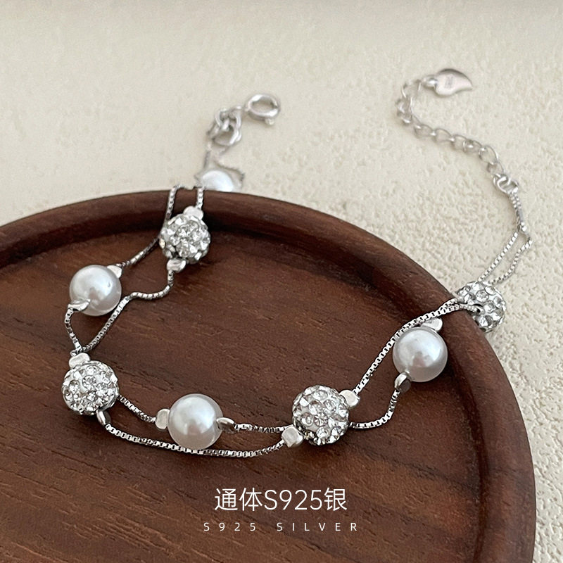 高级感S925银超闪满天星仿珍珠双