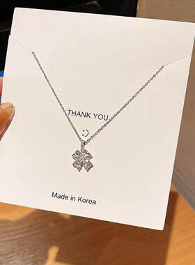 韩版新款钛钢超闪锆石花朵项链女