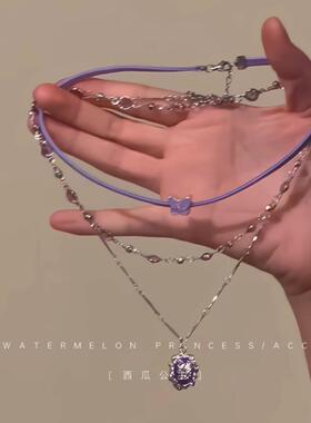 轻奢小众高级感双层叠戴十字项链