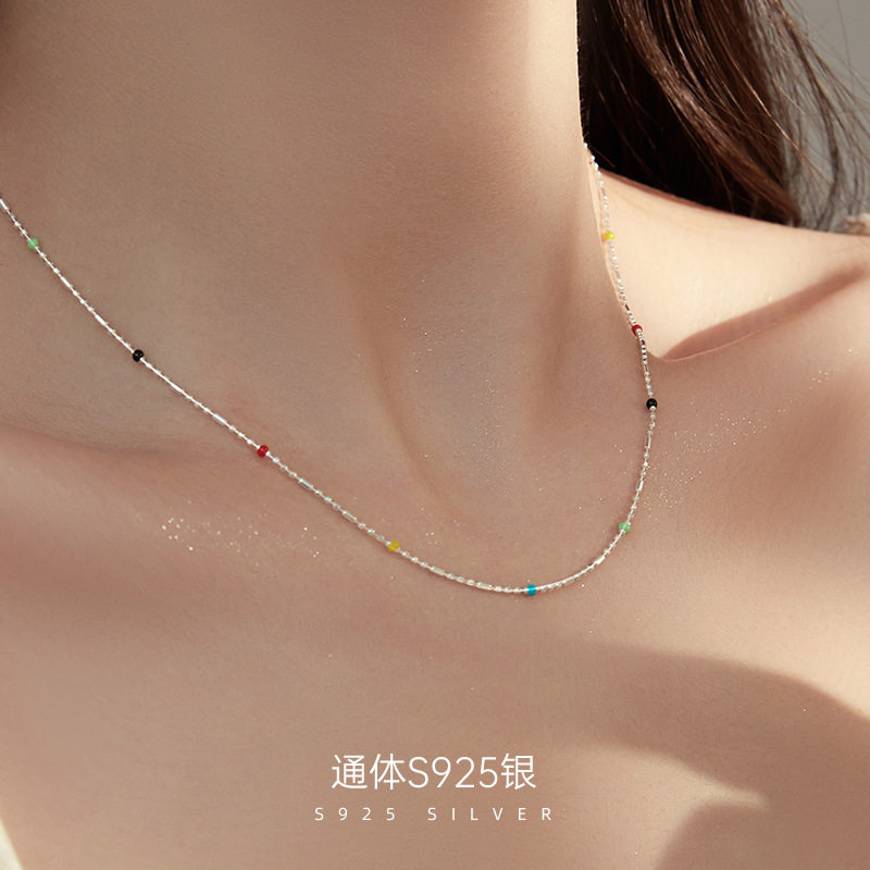 高级感S925银网红多巴胺彩色项链
