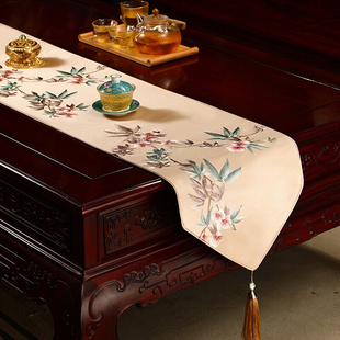 桌旗轻奢高端中式 饰布条定制 茶桌垫布餐桌茶台布桌布茶几装 新中式