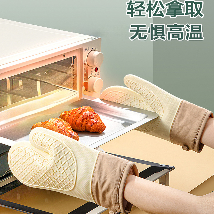 加厚硅胶防烫隔热手套厨房烤箱专用烘培锅把手锅耐高温微波炉防滑