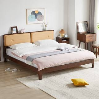 实木床北欧1.8米双人床1.5米1.2单人简约婚床大床软靠主卧