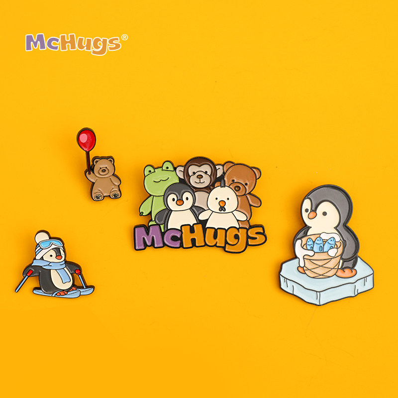 McHugs品牌徽章玩偶形象可爱精致可收藏金属徽章精美logo周边圣诞