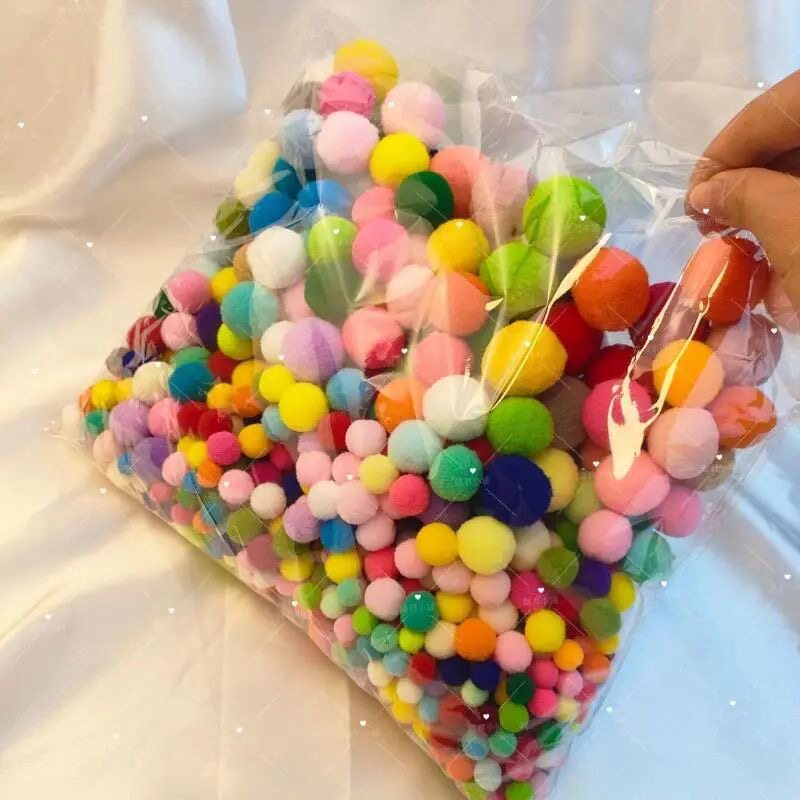 高弹大小混装毛绒球diy彩色毛球幼儿园早教创意手工毛球马卡龙色图片