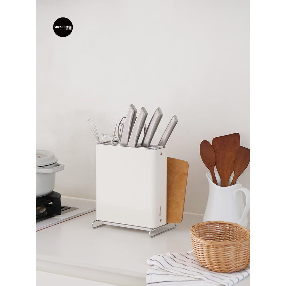 尤本家居挡板不锈钢刀架砧板一体架刀槽菜刀厨房置物架刀具收纳架