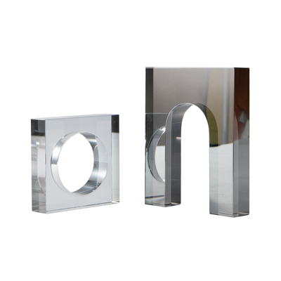 Rzone 现代简约欧式轻奢水晶几何体透明L摆件样板房售楼处软装饰