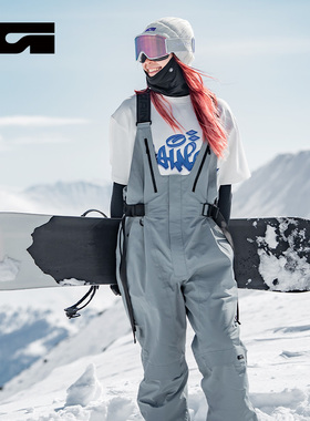 GAINAX滑雪背带裤女大G专业防水防风透湿3L宽松雪裤男女2526
