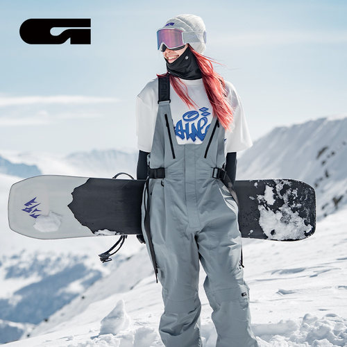 GAINAX滑雪背带裤女大G专业防水防风透湿3L宽松雪裤男女2526