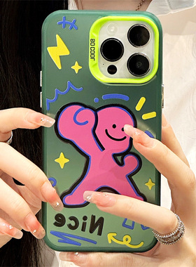 适用于苹果Ipone13绿色手机壳11Pro搞怪闪电14Pro创意个性11星星粉色16ProMax灵动独特13ProMax搞怪