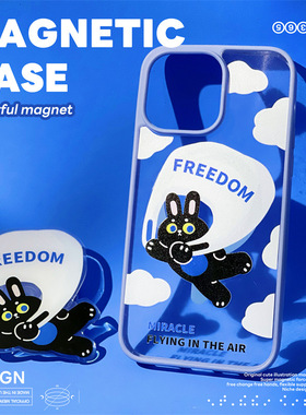 适用于苹果Ipone12ProMax兔子手机壳11可爱自由15Pro蓝色云朵13Pro典雅雅致13ProMax文艺独特16ProMax趣味