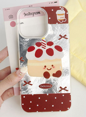 适用于苹果Ipone16ProMax蛋糕手机壳14Pro文字白色11ProMax镭射治愈11透明红色12艺术吸睛13Pro百搭