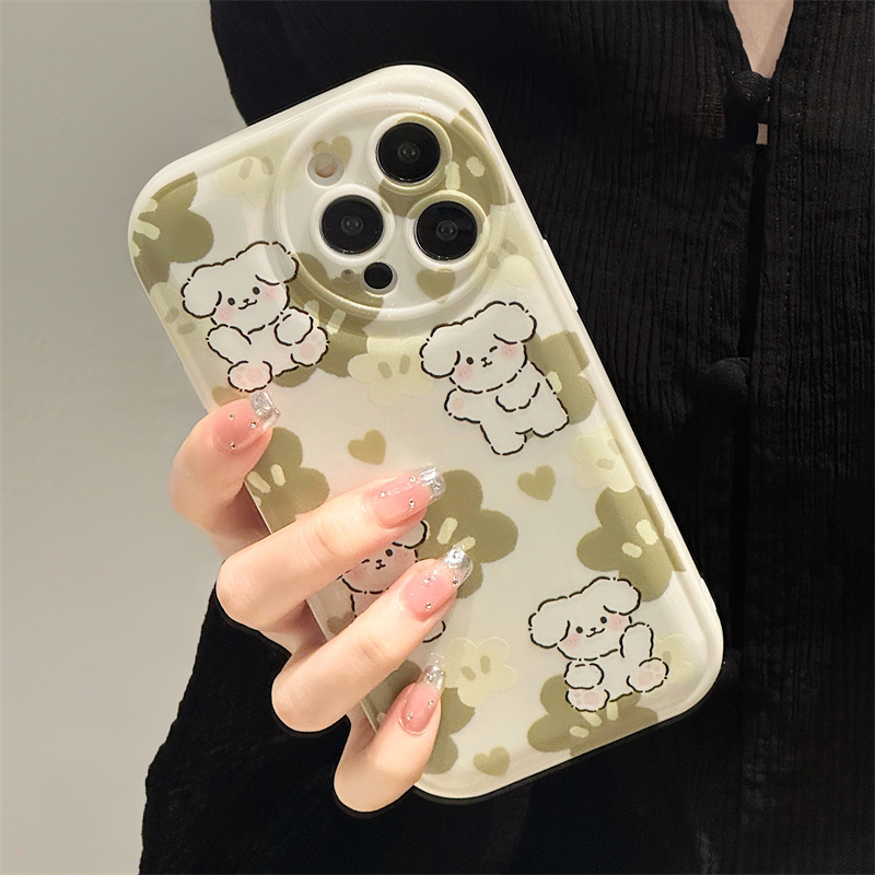 适用于苹果Ipone11淡绿手机壳11Pro萌趣软萌15Pro细腻温馨12Pro可爱柔和16ProMax甜润清新15Pro气垫手机壳