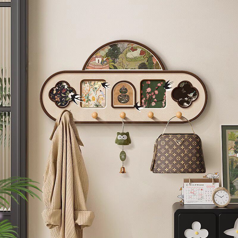 收纳洞洞板中古风挂衣架置物入户门墙上挂钩免打孔装饰画花鸟挂画,家居饰品,现代装饰画,淘宝优惠券,粉丝福利购,淘宝优惠卷