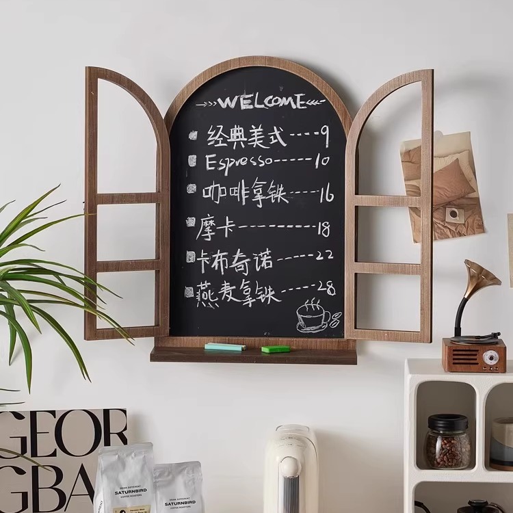 DIY创意小黑板美式复古做旧假窗户展示牌手写可擦墙面装饰立体画图片