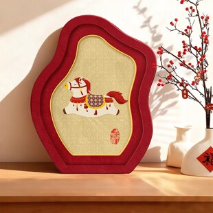 马到成功摆画客厅桌面摆件红色喜庆装饰画卧室摆台斗柜梳妆台礼物