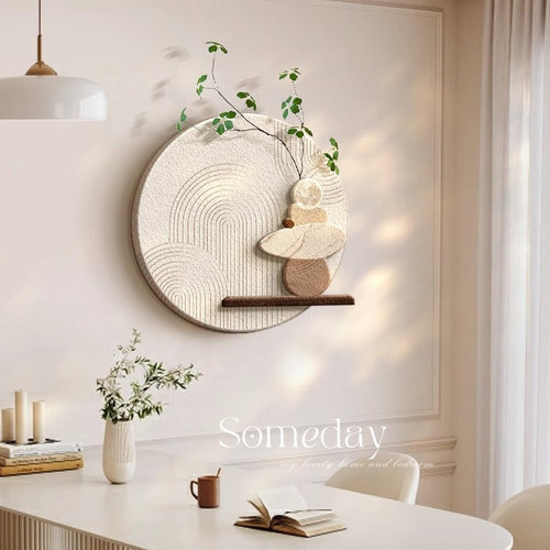 时来运转餐厅装饰画2025新款玄关客厅挂画奶油风餐桌背景墙面壁画