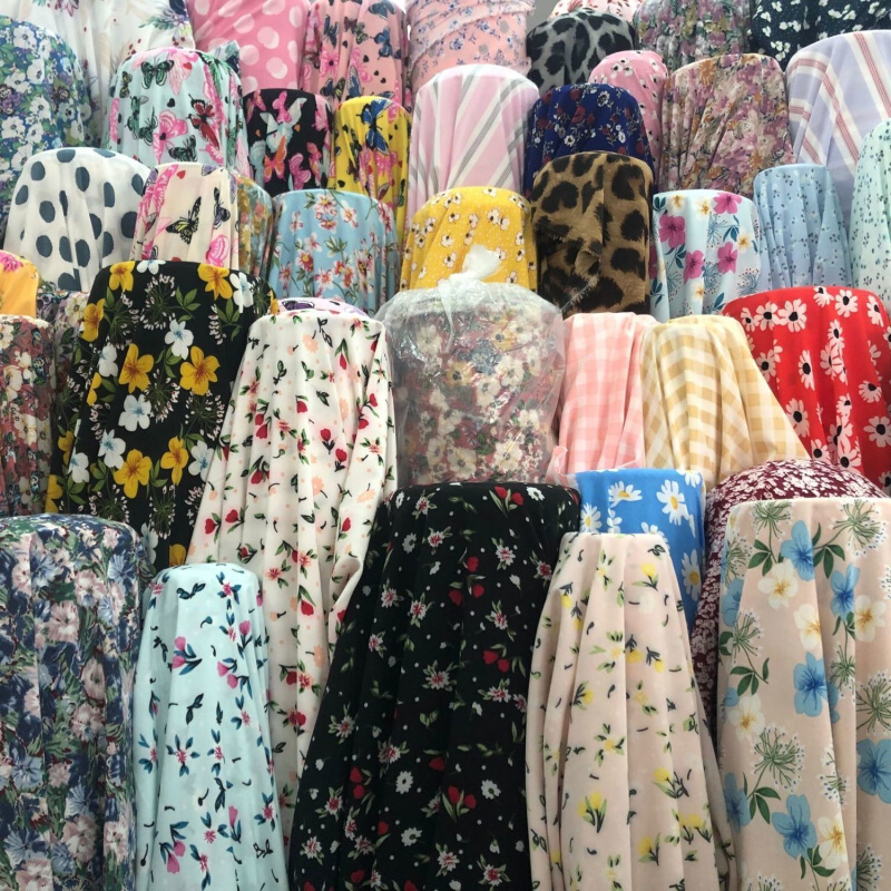 雪纺印花面料四面弹不p透印花雪纺夏季清凉花裙子连衣裙衬衫布料