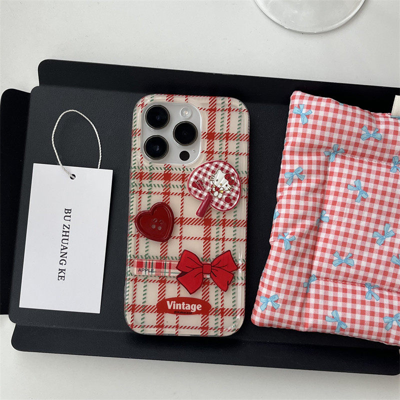 THE NEW RED CHECKED BUTTONS ARE SUITABLE FOR IPHONE15PROMAX PHONE CASE 14 APPLE 13 ANTI-DROP SOFT MEN AND WOMEN 12