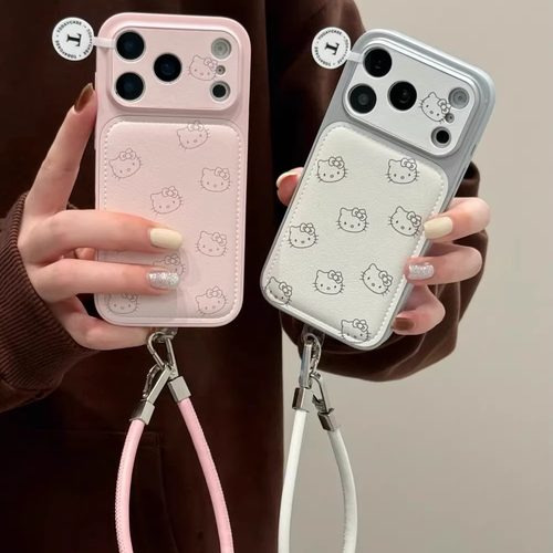 皮纹线条凯蒂猫全包大视窗适用iPhone17ProMax手机壳16苹果15软14