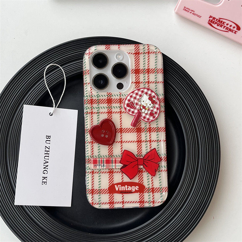 THE NEW RED CHECKED BUTTONS ARE SUITABLE FOR IPHONE15PROMAX PHONE CASE 14 APPLE 13 ANTI-DROP SOFT MEN AND WOMEN 12