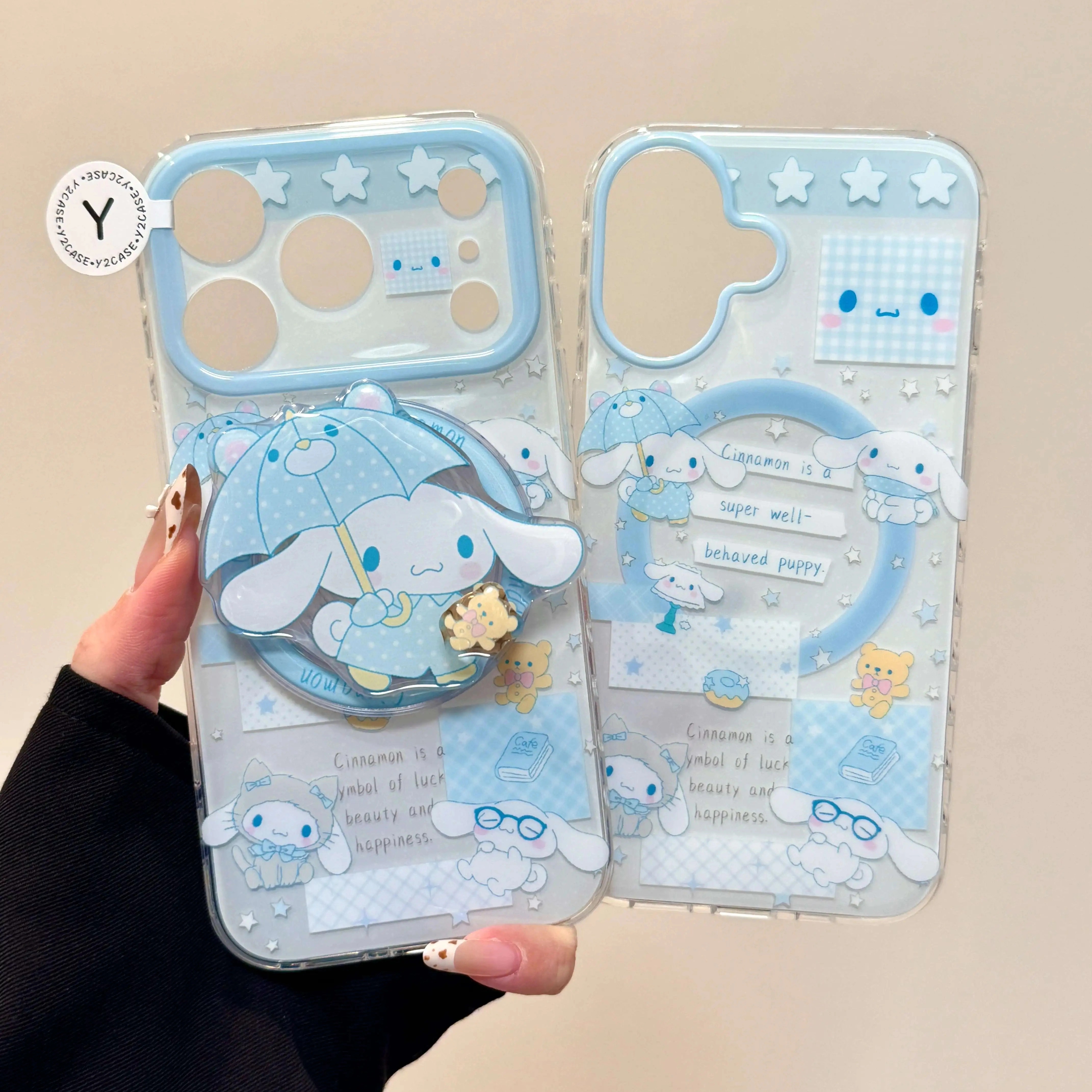 可爱蓝色波点雨伞玉桂狗适用iPhone17ProMax手机壳16苹果15防摔软