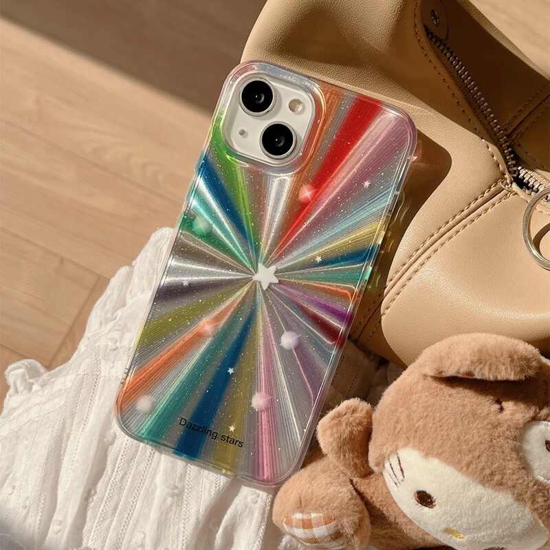 IPHONE 15 PROMAX 휴대폰 케이스에 적합한 새로운 레이저 무지개 별 14 APPLE 13 낙하 방지 소프트 남성 및 여성 12