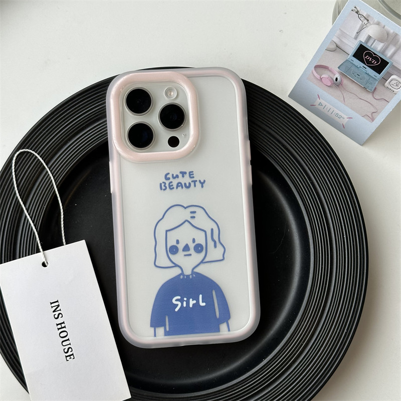 NEW PINK FRAME ENGLISH GIRL SUITABLE FOR IPHONE15PROMAX PHONE CASE 14 APPLE 13 ANTI-DROP SOFT MEN AND WOMEN 12