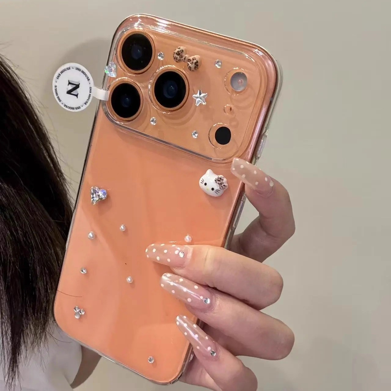 新款透底点钻猫咪适用iPhone17ProMax手机壳16苹果15防摔软男女14