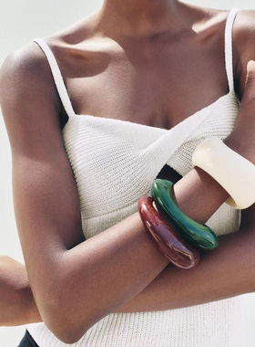 艺术晕染夸张款手镯树脂法式复古