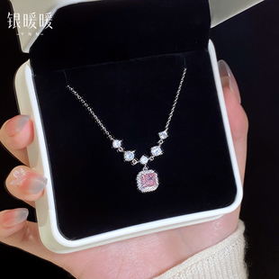 原创设计闪钻小方糖项链女款轻奢高级999纯银闺蜜生日礼物送女友