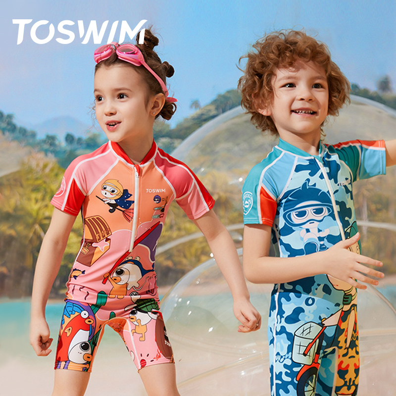 toswim儿童泳衣连体防晒男童女童