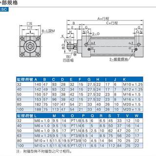 亚德客标准气缸大推力SC32SC40/SC50/SC63X25X50X75X100X125X150S