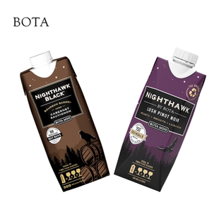 2盒装红酒勃塔夜鹰波本桶陈酿赤霞珠+黑皮诺红葡萄酒500ml美国