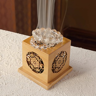 水晶能量净化盒秘鲁圣木香薰炉楠竹镂空燃烧器皿鼠尾草香炉摆件