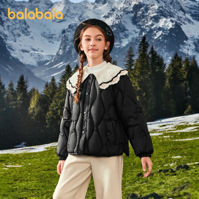 巴拉巴拉羽绒服女童拼接领面包服
