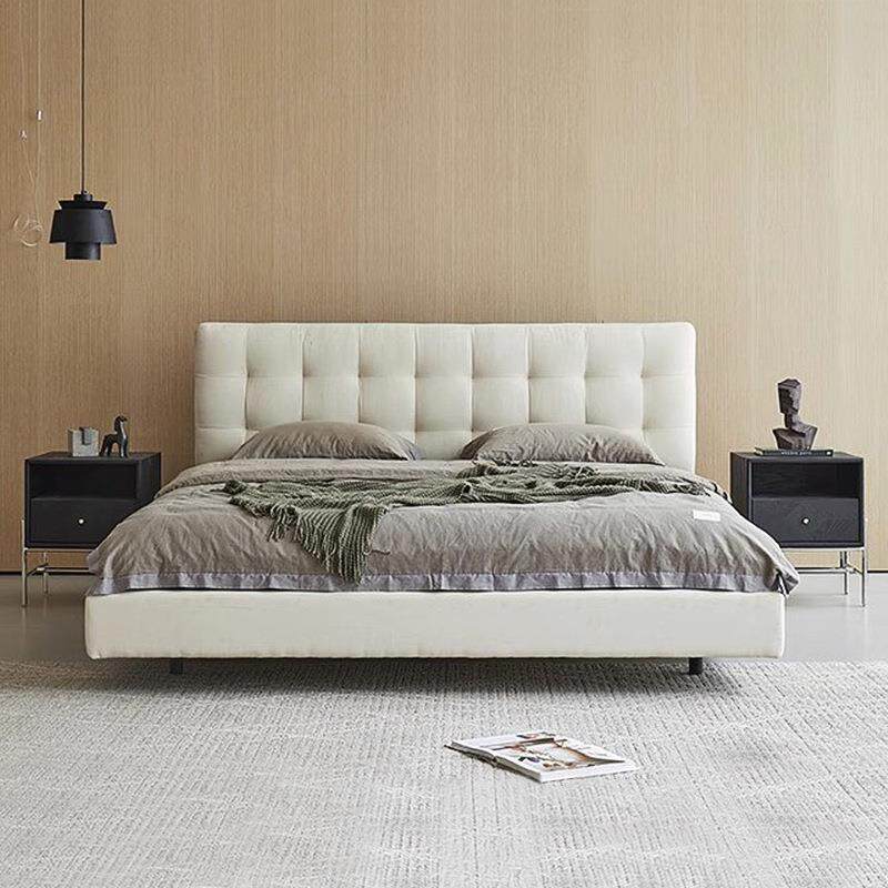 奶油风悬浮床B217主卧人色现代双简约防猫爪科白技布床式极简布意