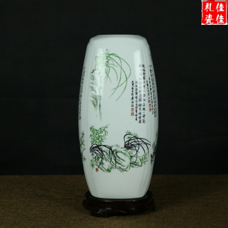 特价包邮景德镇陶瓷器创意四方瓶花瓶插花器家居装饰品工艺品摆件