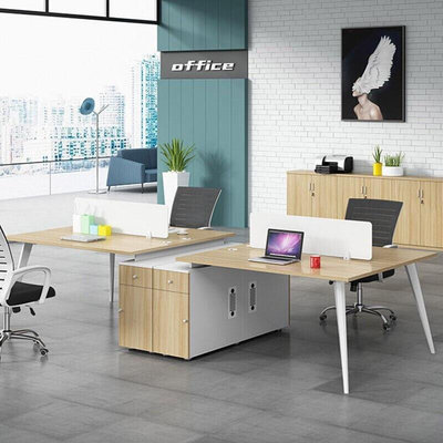 曼尊办公桌椅组合职员桌现代简约办公家具四人位员工桌电脑桌屏风