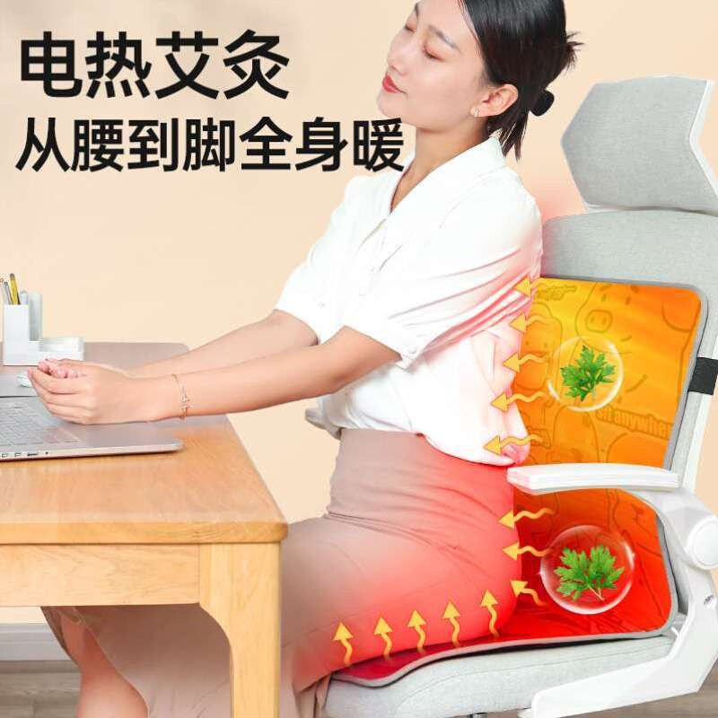定制艾芯电加热坐垫办公室取暖神器久坐靠背一体椅子垫艾灸屁垫冬