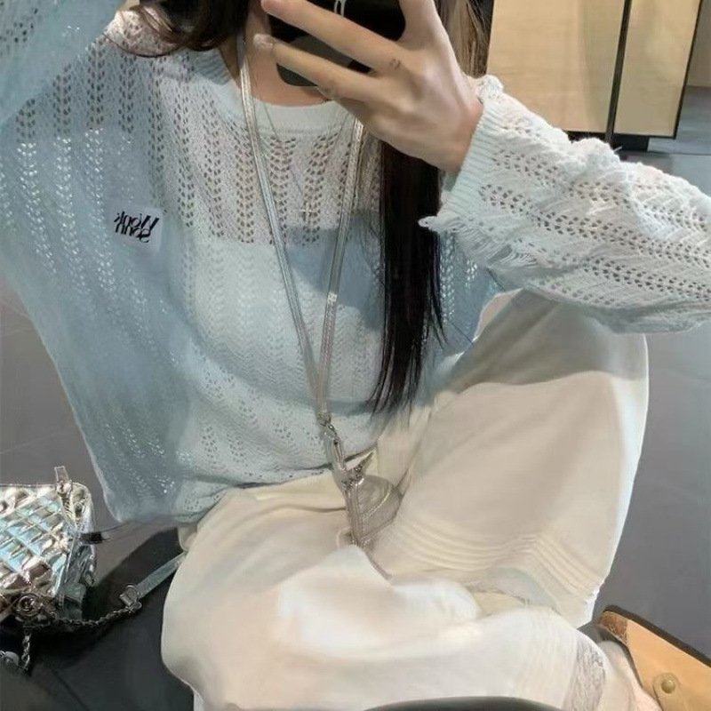 白色镂空针织衫女2025夏季慵懒风宽松防晒罩衫薄款透气防上衣直销,女装/女士精品,毛针织衫,淘宝优惠券,粉丝福利购,淘宝优惠卷