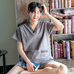 男情侣按摩足疗服情侣家居服睡衣 汗蒸服棉质女桑拿洗浴服厚料套装
