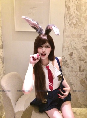 你脸好红shyness-兔兔学妹-可爱学院风jk制服背带裙百褶裙套装女