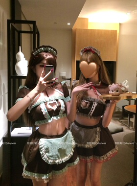 你脸好红shyness-生巧双子-圣诞情人节巧克力镂空甜美女仆套装