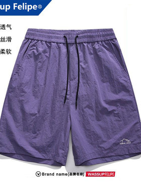 WASSUP FELIPE冰丝速干短裤男夏薄款宽松美式休闲运动情侣沙滩裤