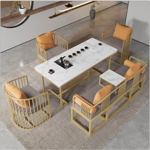茶桌现代简约轻奢茶道套装 茶台一体美容院泡茶桌新中式 茶桌椅组合
