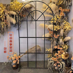新款 饰屏风路引道具 中式 婚庆舞台布置铁艺拱门婚礼背景布置场景装