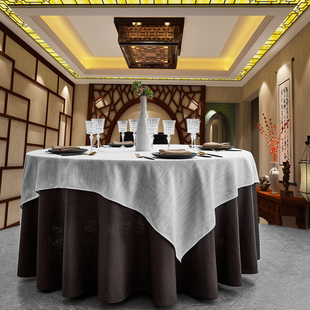 酒店桌布大圆桌餐桌布布艺台布圆桌棉麻圆形餐布餐饮餐厅饭店桌布
